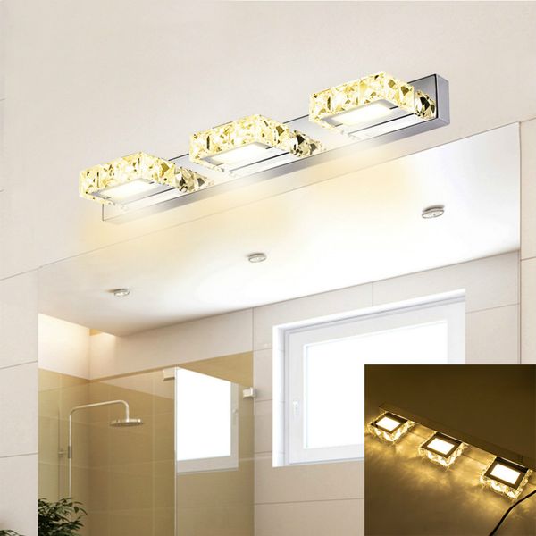2 Lights Waterproof Mirror Wall Light Led Bathroom Nordic Art Decor Indoor Lighting Square Vanity Crystal Sconce Crystal Lamp