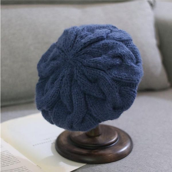 berets winter hat knitted beret women handmade woolen fashion solid color warm thick beanie, Blue;gray
berets winter hat knitted beret women handmade woolen fashion solid color warm thick beanie, Blue;gray