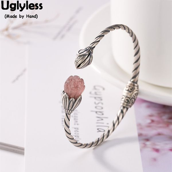 uglyless real solid 925 sterling silver lotus bangles for women strawberry quartz flower open bangle thai silver twist bracelets 1028, Black
uglyless real solid 925 sterling silver lotus bangles for women strawberry quartz flower open bangle thai silver twist bracelets 1028, Black