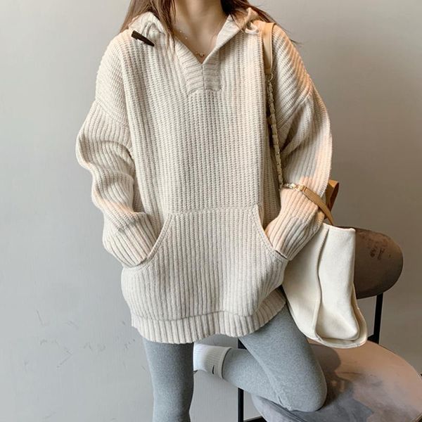 fashion street wear girls hooded sweater pocket long sleeve casual loose women knitted jumpers solid color knit pullover, White;black
fashion street wear girls hooded sweater pocket long sleeve casual loose women knitted jumpers solid color knit pullover, White;black