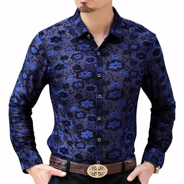 chemise homme autumn men blue print floral shirt business office hawaii shirt see throughs mens button party for men1, White;black
chemise homme autumn men blue print floral shirt business office hawaii shirt see throughs mens button party for men1, White;black