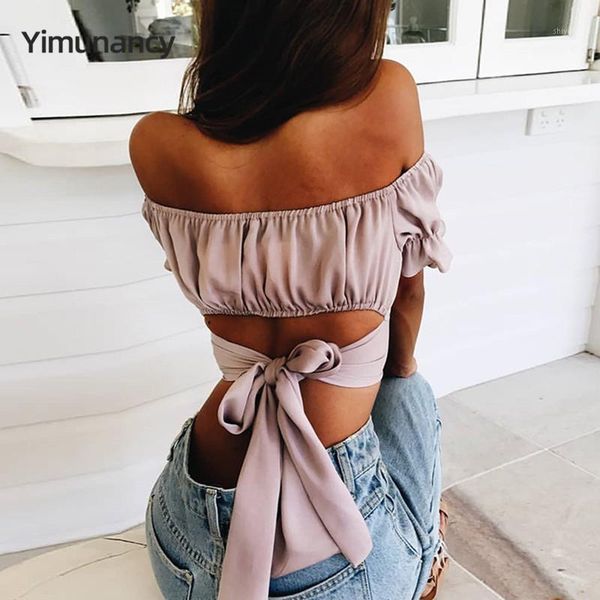 yimunancy summer bow backless women fashion ruffle off shoulder ladies crop blusas1, White
yimunancy summer bow backless women fashion ruffle off shoulder ladies crop blusas1, White