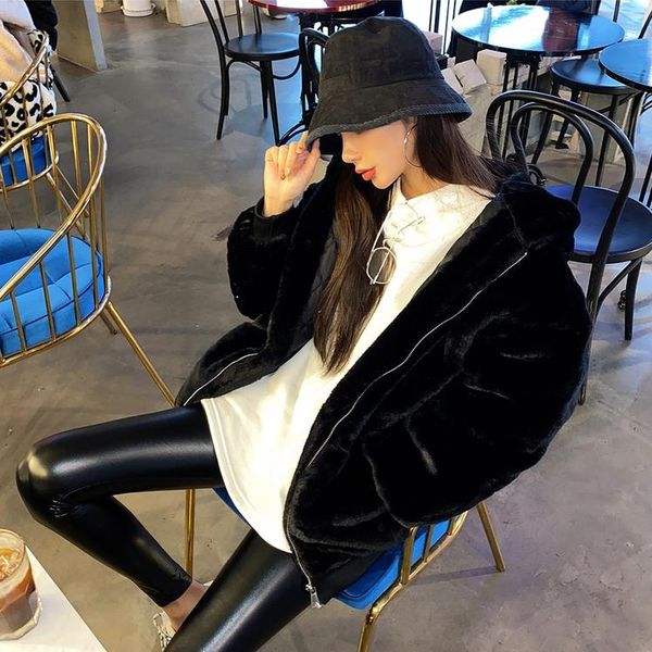 women's fur & faux women 2021 autumn winter warm fluffy coats jackets female furry fake hooded jacket fashion casual overcoat b74, Black
women's fur & faux women 2021 autumn winter warm fluffy coats jackets female furry fake hooded jacket fashion casual overcoat b74, Black