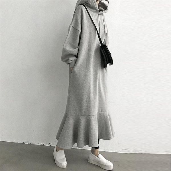simple stylish hoodie dress women korean vestido fleece warm sweatshirts long sleeve chic ruffle hooded loose midi dresses lj201209, White;black
simple stylish hoodie dress women korean vestido fleece warm sweatshirts long sleeve chic ruffle hooded loose midi dresses lj201209, White;black