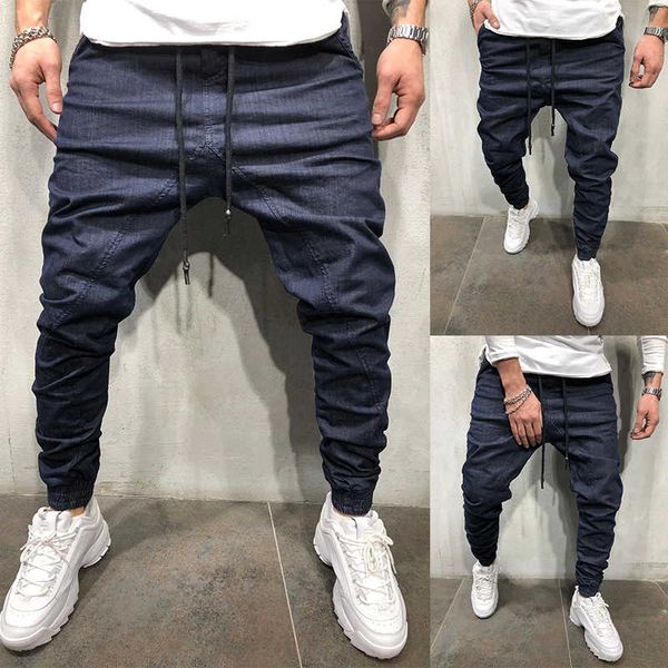 men's casual sweat with leg and jeans, Blue