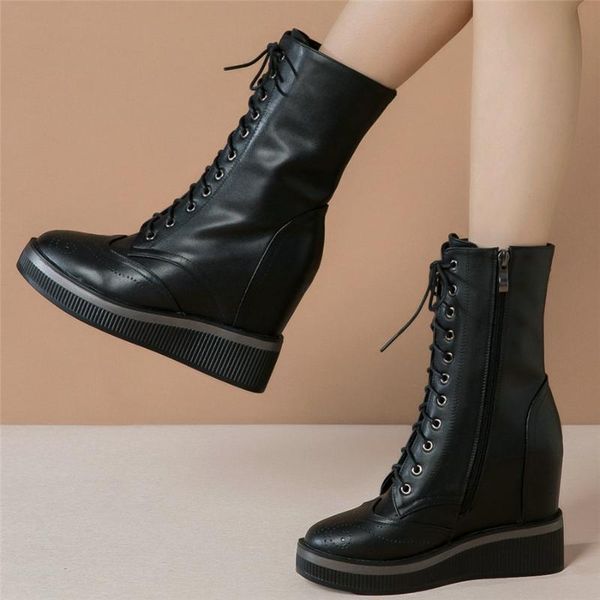 boots fashion sneakers women cow leather wedges high heel ankle female lace up round toe platform trainers casual shoes, Black
boots fashion sneakers women cow leather wedges high heel ankle female lace up round toe platform trainers casual shoes, Black