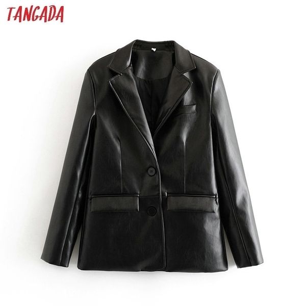 tangada women vintage black faux leather blazer female long sleeve jacket ladies high street casual blazer suits 6a105 201201, White;black
tangada women vintage black faux leather blazer female long sleeve jacket ladies high street casual blazer suits 6a105 201201, White;black