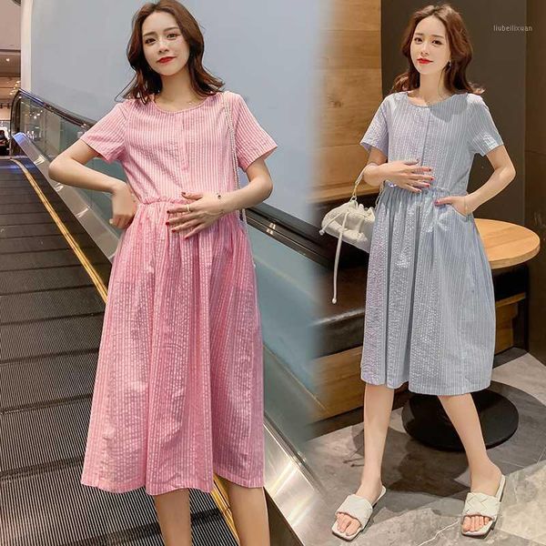 6928# maternity clothes summer short sleeve easy matching loose stylish striped dress for pregnant women mom dress1, White
6928# maternity clothes summer short sleeve easy matching loose stylish striped dress for pregnant women mom dress1, White