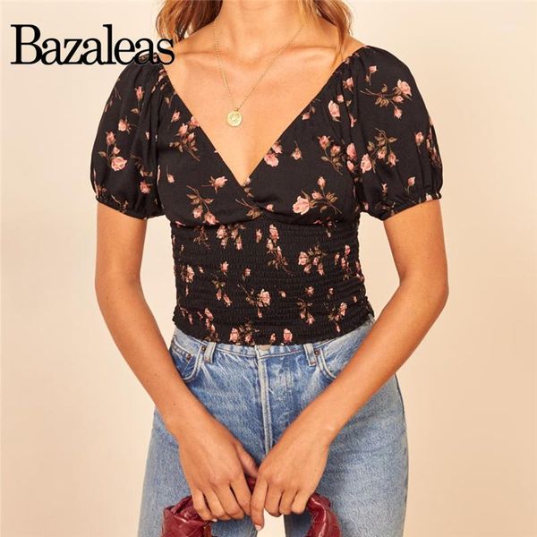 bazaleas retro center ruched blusas mujer de moda 2020 vintage black floral print women blouse fashion v neck women 1, White
bazaleas retro center ruched blusas mujer de moda 2020 vintage black floral print women blouse fashion v neck women 1, White