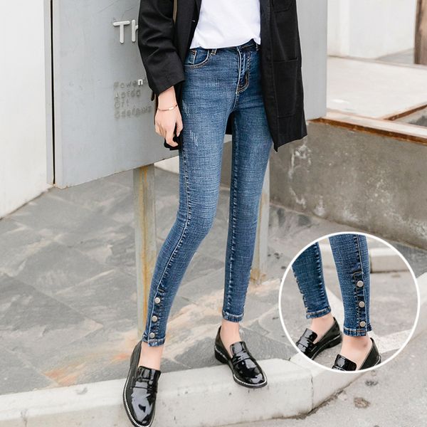 autumn and winter new korean high waist pencil pants solid color show slim leggings jeans women, Blue
autumn and winter new korean high waist pencil pants solid color show slim leggings jeans women, Blue