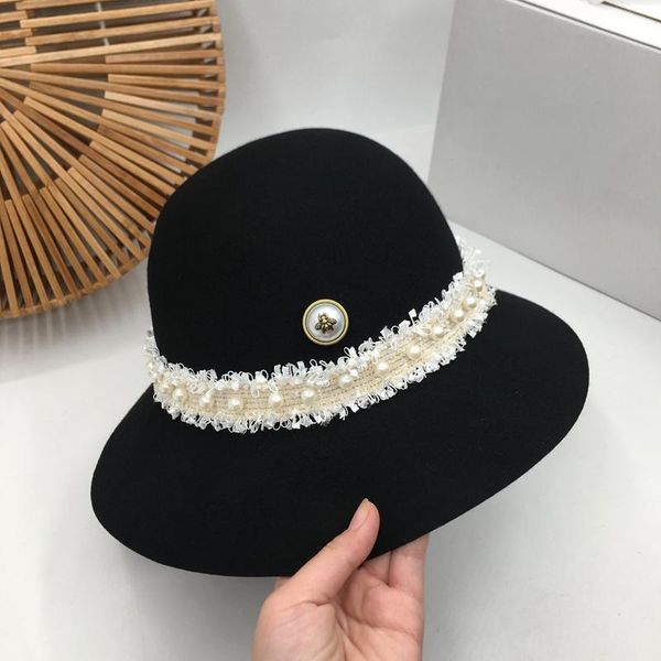 wide brim hats small sweet wind black wool fisherman hat party han edition of england socialite pearl lace joker basin little, Blue;gray
wide brim hats small sweet wind black wool fisherman hat party han edition of england socialite pearl lace joker basin little, Blue;gray