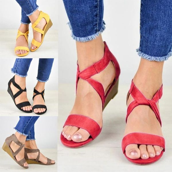 sandals women fashion summer ladies shoes solid color plus size shoes roman wedge heel zip sandals chaussure femme sapatos m26, Black
sandals women fashion summer ladies shoes solid color plus size shoes roman wedge heel zip sandals chaussure femme sapatos m26, Black