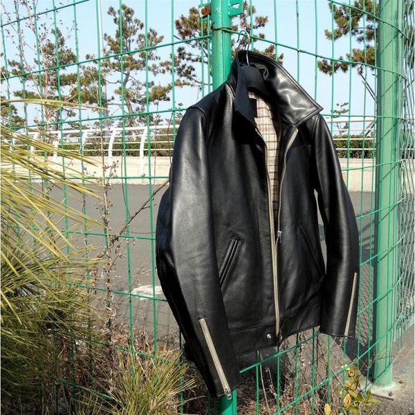 water stained horse japanese british-style leather jacket 551 czochralski version really leather coat1, Black
water stained horse japanese british-style leather jacket 551 czochralski version really leather coat1, Black