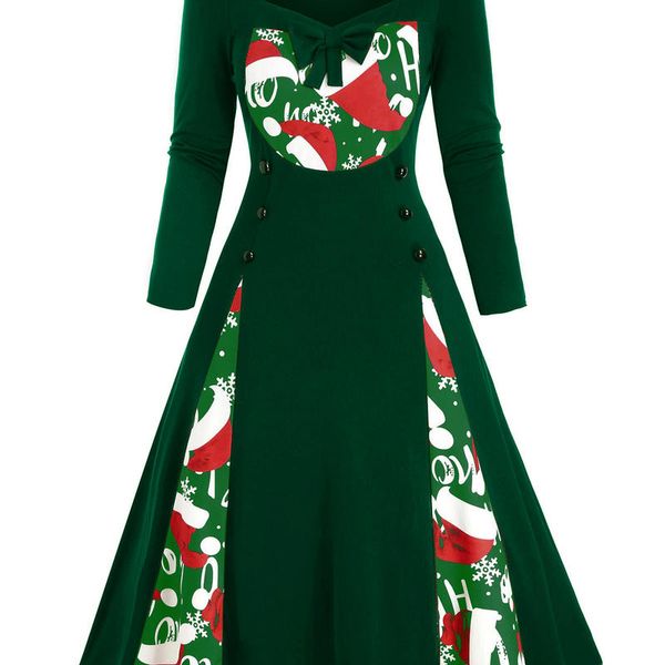 women hepburn vintage christmas square neck long-sleeved big swing a-line dress ladies pullover party slim bow retro dress, Black;gray
women hepburn vintage christmas square neck long-sleeved big swing a-line dress ladies pullover party slim bow retro dress, Black;gray