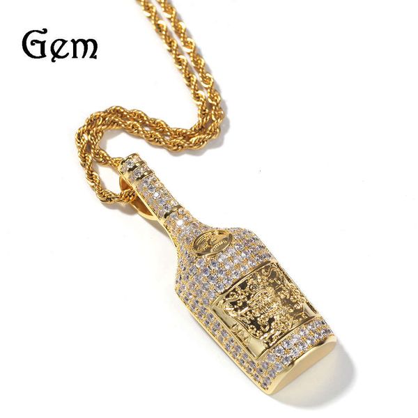 hip hop micro inlaid zircon whisky bottle pendant hiphop trendy fashion necklace, Silver
hip hop micro inlaid zircon whisky bottle pendant hiphop trendy fashion necklace, Silver