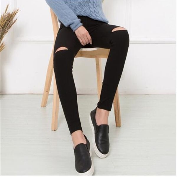 cotton high elastic imitate woman knee skinny pencil pants slim for women black ripped jeans xxxl y200417, Blue 
cotton high elastic imitate woman knee skinny pencil pants slim for women black ripped jeans xxxl y200417, Blue
