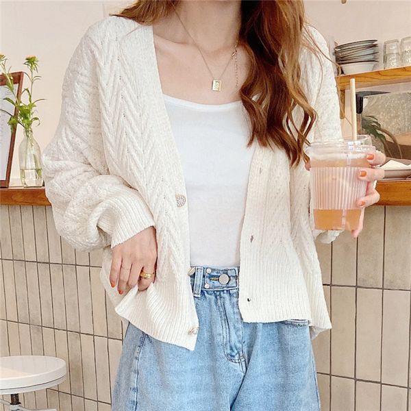 2021 new women's cardigan polyester office sweater lady with thinly knit neckline short jacket early fall korean sleeve kjep, White;black
2021 new women's cardigan polyester office sweater lady with thinly knit neckline short jacket early fall korean sleeve kjep, White;black