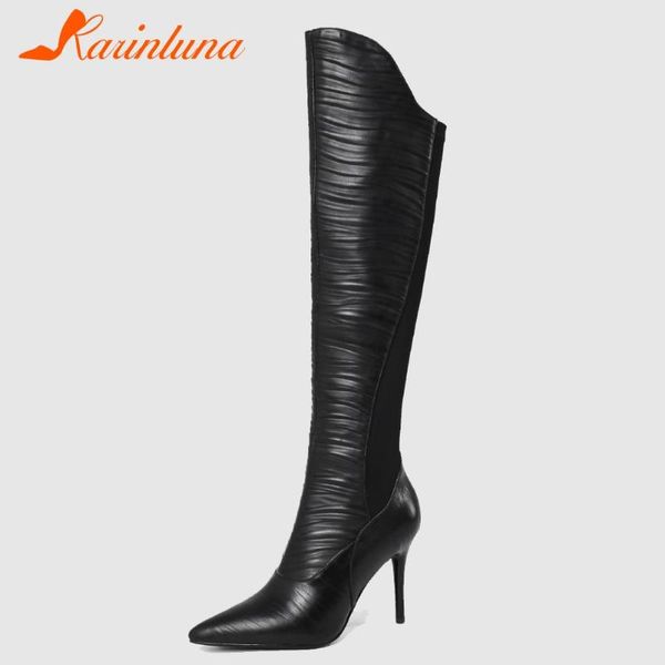 brand design genuine leather thin high heels ladies party elegant knee high boot soft cow skin winter boots women shoes, Black
brand design genuine leather thin high heels ladies party elegant knee high boot soft cow skin winter boots women shoes, Black