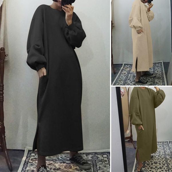 zanzea female autumn fashion pocket sweatshirt dress oversized casual long puff sleeves maxi robe lady solid o neck vestidos 5xl, Black;gray
zanzea female autumn fashion pocket sweatshirt dress oversized casual long puff sleeves maxi robe lady solid o neck vestidos 5xl, Black;gray