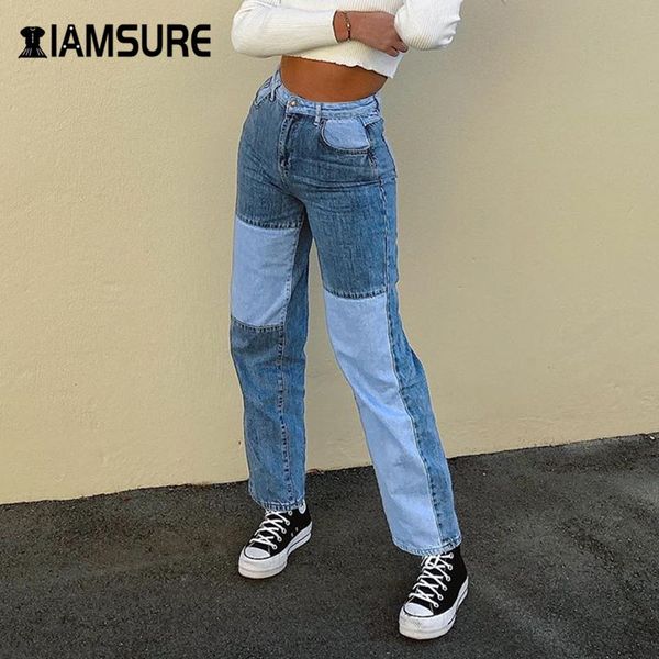 iamsure patchwork jeans pants for women harajuku high waisted female pants streetwear fashion denim straight trousers 2020 lj201130, Black;white
iamsure patchwork jeans pants for women harajuku high waisted female pants streetwear fashion denim straight trousers 2020 lj201130, Black;white