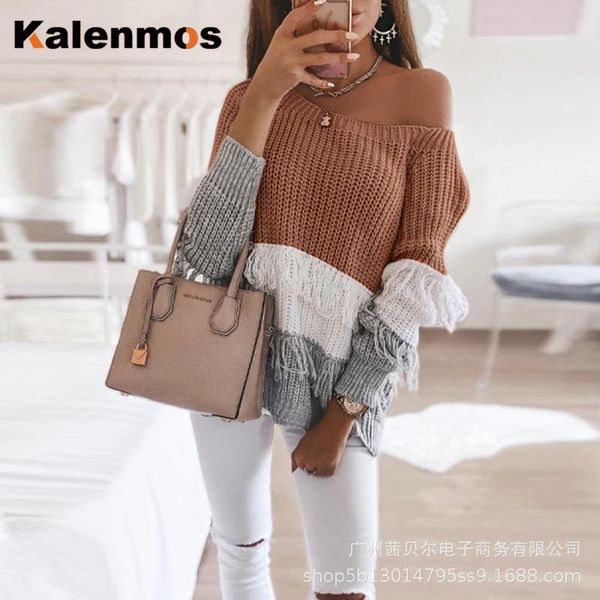 women sweater patchwork fall winter clothes women vintage irregular tassel streetwear pullovers sweaters for, White;black
women sweater patchwork fall winter clothes women vintage irregular tassel streetwear pullovers sweaters for, White;black