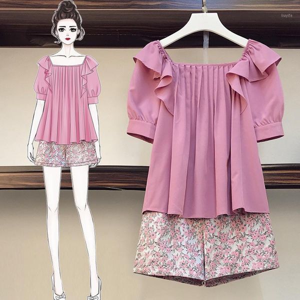 women summer clothes large plus size ruffles pleated and printed shorts casual slim two piece matching set outfit tracksuit1, White
women summer clothes large plus size ruffles pleated and printed shorts casual slim two piece matching set outfit tracksuit1, White