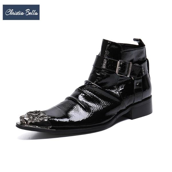 christia bella business men large size genuine leather shoes formal party wedding metal toe boots buckle men fashion boots, Black
christia bella business men large size genuine leather shoes formal party wedding metal toe boots buckle men fashion boots, Black