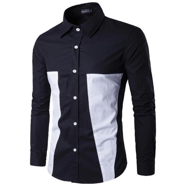 men's casual shirts stylish print striped patchwork men shirt slim fit dress long sleeve cotton turn-down collar camisa masculina, White;black
men's casual shirts stylish print striped patchwork men shirt slim fit dress long sleeve cotton turn-down collar camisa masculina, White;black