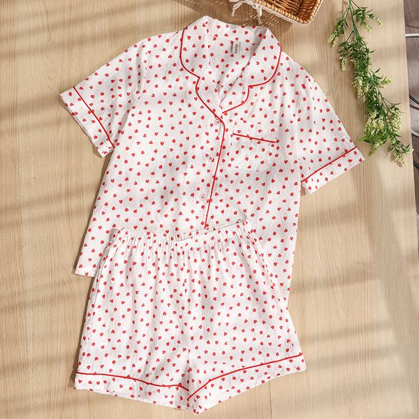 casual loose women pajamas sets cute strawberry shirt+short sleepwear turn-down collar homewear m30612, Black;white
casual loose women pajamas sets cute strawberry shirt+short sleepwear turn-down collar homewear m30612, Black;white