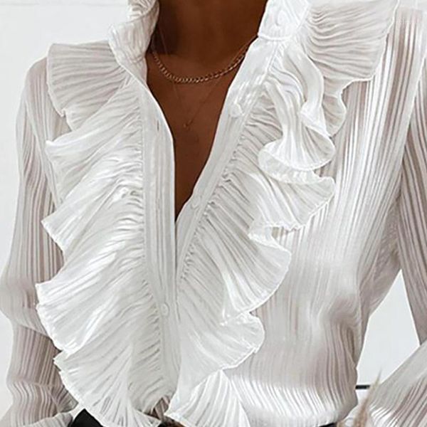 elegant ruffle parthwork women shirt v neck ruffle sleeves solid single breasted female shirts 2020 autumn ladies slim clothes1, White
elegant ruffle parthwork women shirt v neck ruffle sleeves solid single breasted female shirts 2020 autumn ladies slim clothes1, White