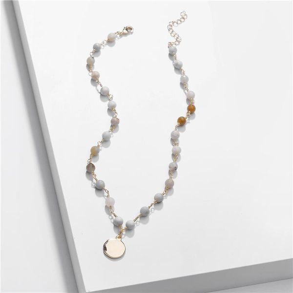 n5536 zwpon round natural stone beads chain gold gold disc pendant necklace women long necklace boutique jewelry wholesale, Silver
n5536 zwpon round natural stone beads chain gold gold disc pendant necklace women long necklace boutique jewelry wholesale, Silver