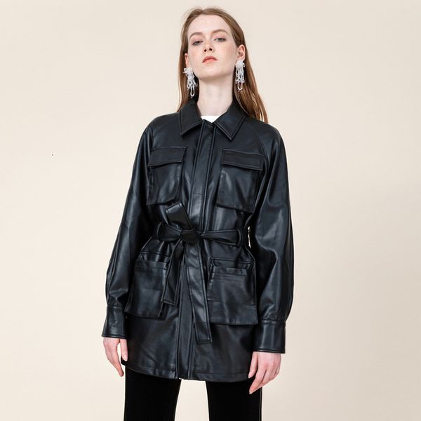 2021 new fashionable female elegant jackets tie belt waist pockets buttons plus size false leather jacket kcrc, Black
2021 new fashionable female elegant jackets tie belt waist pockets buttons plus size false leather jacket kcrc, Black