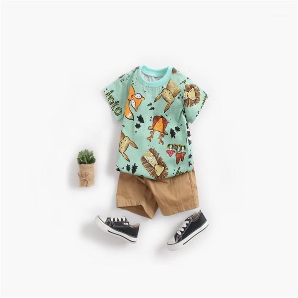 2pcs baby's boys girls sets clothes animal print short sleeve t-shirt + shorts two-piece summer ins newborn baby suit kid1, White
2pcs baby's boys girls sets clothes animal print short sleeve t-shirt + shorts two-piece summer ins newborn baby suit kid1, White