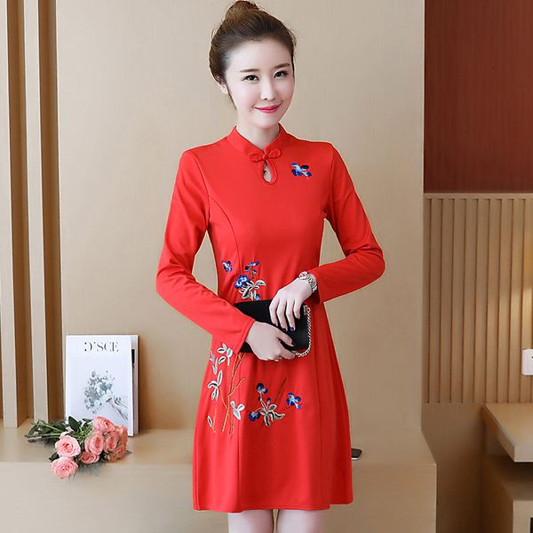 beautiful red female cheongsam embroidered dress plus size s-5xl fat woman wear thin chinese fashion party 0xlt, Black;gray
beautiful red female cheongsam embroidered dress plus size s-5xl fat woman wear thin chinese fashion party 0xlt, Black;gray