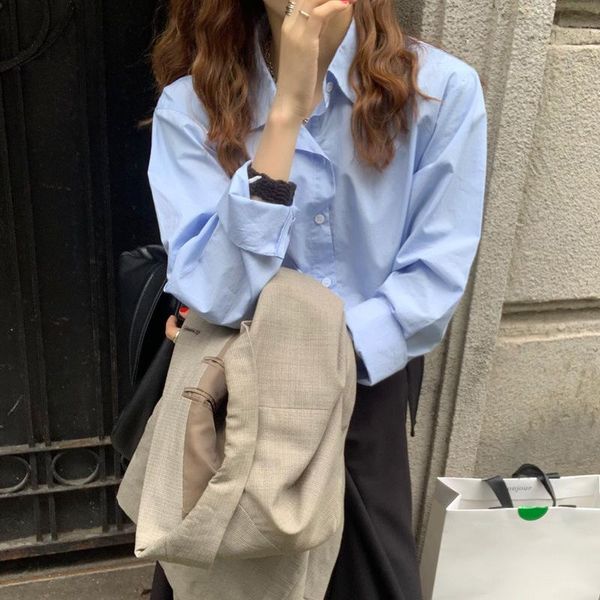 women's blouses & shirts women long sleeve cotton female turn-down collar solid blouse casual office lady loose shirt for, White
women's blouses & shirts women long sleeve cotton female turn-down collar solid blouse casual office lady loose shirt for, White