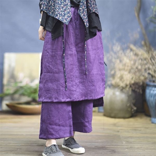 johnature 2020 new women wide leg loose linen cotton asymmetric pants original designer plus size capris elastc waist skirt lj201130, Black;white
johnature 2020 new women wide leg loose linen cotton asymmetric pants original designer plus size capris elastc waist skirt lj201130, Black;white