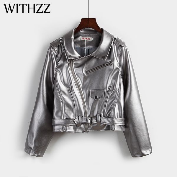 withzz women's lapel short jacket silver pu motorcycle leather slim female jacket bomber leather jacket for women spring autumn t200111, Black;brown
withzz women's lapel short jacket silver pu motorcycle leather slim female jacket bomber leather jacket for women spring autumn t200111, Black;brown