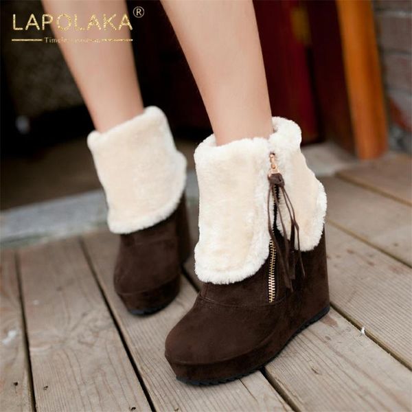 lapolaka 2020 fashion new wedge high heels zipper shoes women boots add fur warm winter platform ankle boots female, Black
lapolaka 2020 fashion new wedge high heels zipper shoes women boots add fur warm winter platform ankle boots female, Black