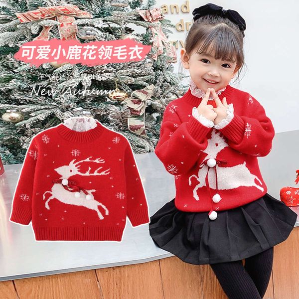 foreign sle christmas 2020 new children's red thickened bottom coat girls' winter knitted sweater fashion tux4, Blue 
foreign sle christmas 2020 new children's red thickened bottom coat girls' winter knitted sweater fashion tux4, Blue
