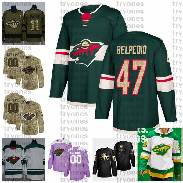 2021 reverse retro customize #47 louis belpedio minnesota wild hockey jerseys golden edition camo veterans day fights cancer custom shirts, Black;red
2021 reverse retro customize #47 louis belpedio minnesota wild hockey jerseys golden edition camo veterans day fights cancer custom shirts, Black;red