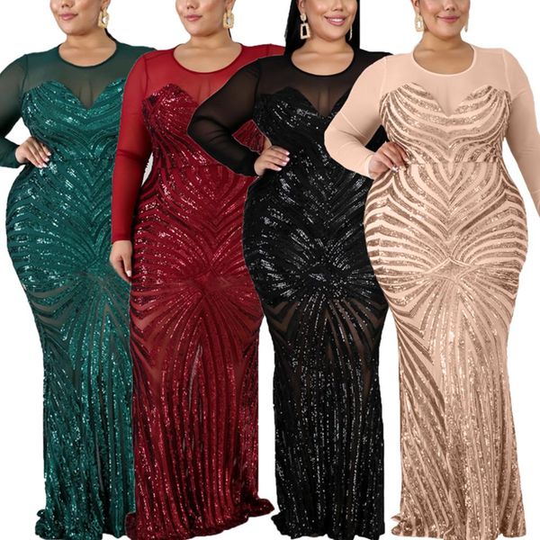 d30 size plus v neck l 5xl women stitching floor length party bodyocn sequin dress female ladies mesh elegant jllllx ly_bags, Black;gray
d30 size plus v neck l 5xl women stitching floor length party bodyocn sequin dress female ladies mesh elegant jllllx ly_bags, Black;gray