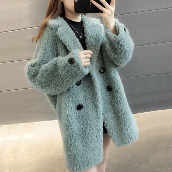 2021 women autumn winter faux lamb wool fur coat female notched sheep shearing jackets lady casual loose mid-long outerwear e265, Black
2021 women autumn winter faux lamb wool fur coat female notched sheep shearing jackets lady casual loose mid-long outerwear e265, Black