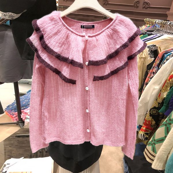 2021 Korean-style Women Frilly Turtlenecks New Autumn Long Sleeve Sweater Mohair Mesh Cardigan Single Breast Outwear Jumpers CMEO, White;black
2021 Korean-style Women Frilly Turtlenecks New Autumn Long Sleeve Sweater Mohair Mesh Cardigan Single Breast Outwear Jumpers CMEO, White;black
