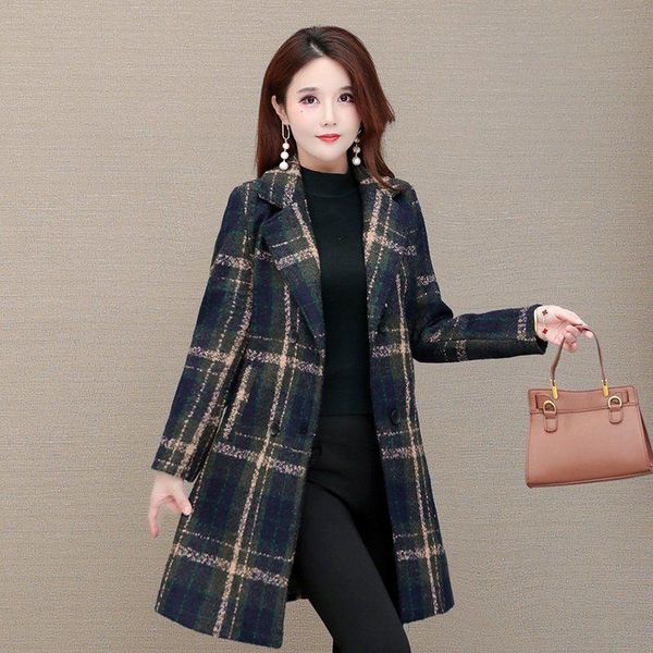 2021 autumn winter women's casual wool blend plaid coat oversize double breasted slim ladies outerwear 4xl mujeres abrigos m253, Black
2021 autumn winter women's casual wool blend plaid coat oversize double breasted slim ladies outerwear 4xl mujeres abrigos m253, Black