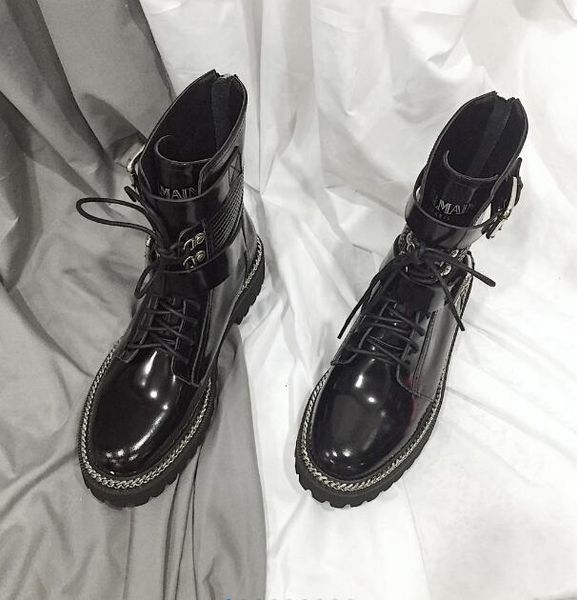 fashion low heel chain ankle boots lace-up buckle boots femininas new autumn winter boots, Black
fashion low heel chain ankle boots lace-up buckle boots femininas new autumn winter boots, Black