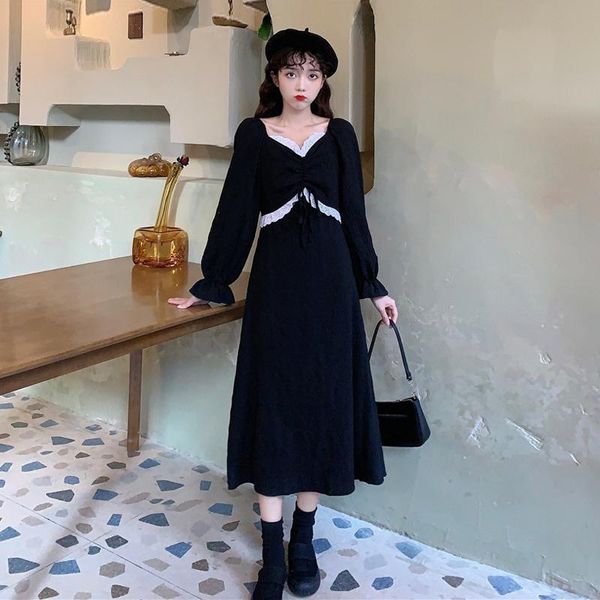 casual dresses autumn vintage high waist long sleeve mid-calf bodycon dress evening party fashion patchwork lace v-neck black for women, Black;gray
casual dresses autumn vintage high waist long sleeve mid-calf bodycon dress evening party fashion patchwork lace v-neck black for women, Black;gray