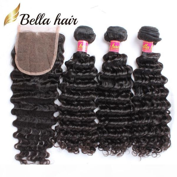bella hair 100% unprocessed virgin peruvian hair bundles with lace closure 3pcs deep wave wavy 4x4 lace closure part with baby hair, Black
bella hair 100% unprocessed virgin peruvian hair bundles with lace closure 3pcs deep wave wavy 4x4 lace closure part with baby hair, Black