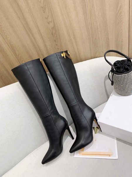 new arrival jc womens knee real leather high heel 10cm knight winter copper chains thin heel boots size 35-41, Black
new arrival jc womens knee real leather high heel 10cm knight winter copper chains thin heel boots size 35-41, Black