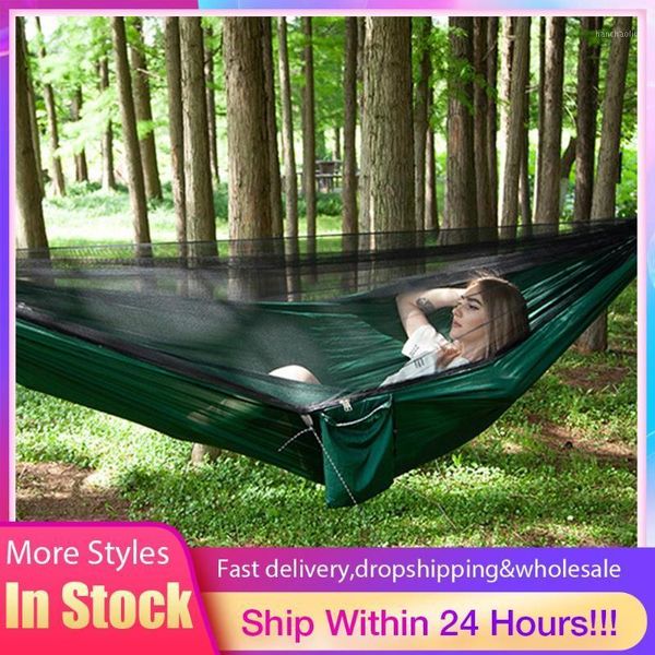 portable outdoor camping hammock with mosquito net 1-2 person high strength parachute fabric hanging bed hunting sleeping swing1
portable outdoor camping hammock with mosquito net 1-2 person high strength parachute fabric hanging bed hunting sleeping swing1