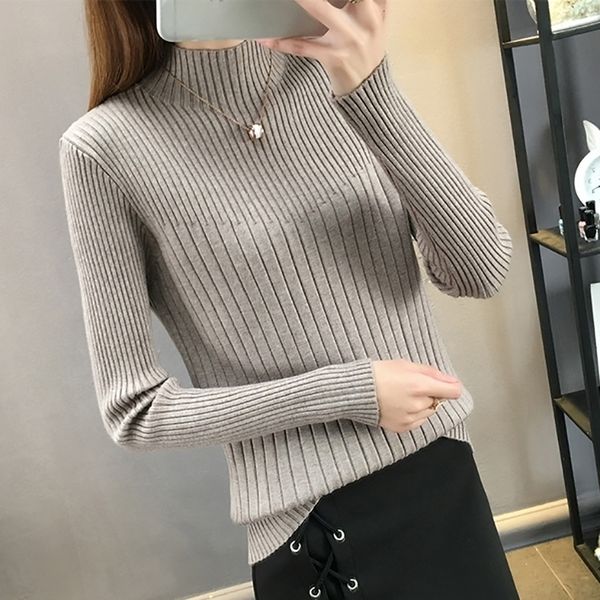 turtleneck long sleeve women sweater slim stripe knitted high elastic solid new fall winter fashion sweater women pullovers 201123, White;black
turtleneck long sleeve women sweater slim stripe knitted high elastic solid new fall winter fashion sweater women pullovers 201123, White;black
